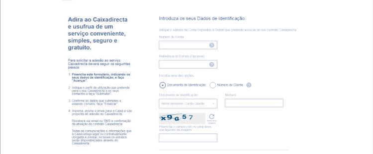 formulário de adesão ao caixadireta online